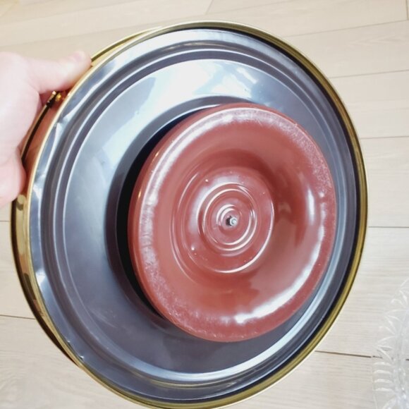 Rare Vintage Mid Century 60s Brass Lazy Susan Rotating Crystal Glass Tray - Picture 6 of 8
